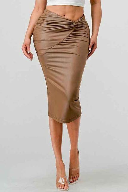 Athina high quality fabric soft PU mini skirt