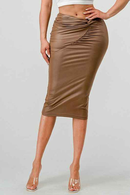 Athina high quality fabric soft PU mini skirt