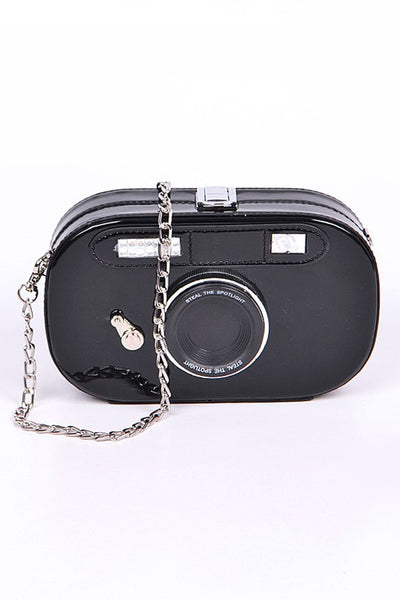 Metallic Oval Camera Iconic Swing Clutch Bag - Pikemla