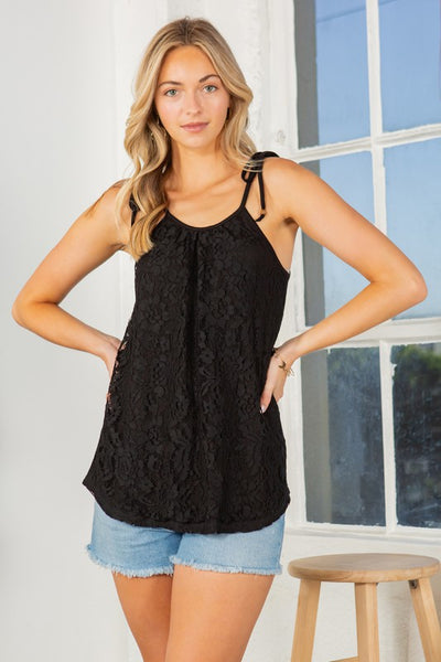 Lace overlay Sleeveless Top - Pikemla