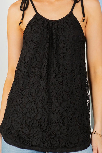 Lace overlay Sleeveless Top - Pikemla