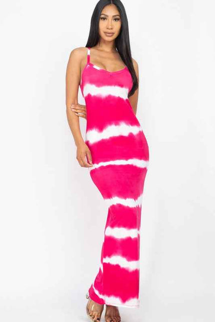 Stripe Tie Dye Printed Maxi loose fit Dress