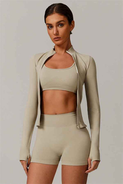 The Nova Luxe Jacket Sports Bra Shorts 3-Piece Set