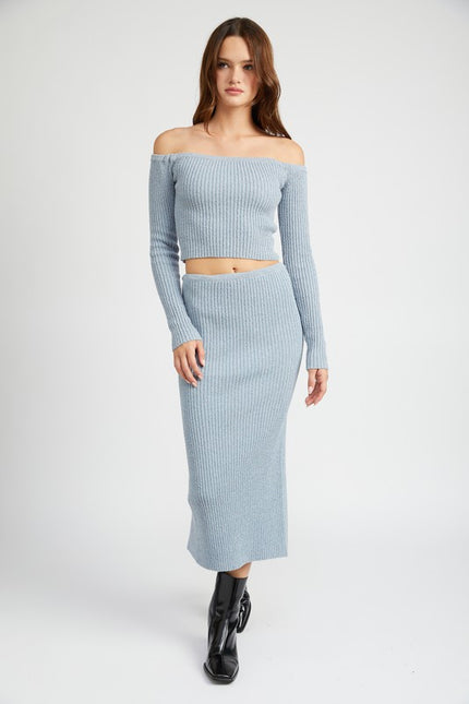 Off Shoulder Knit Crop Top - Pikemla