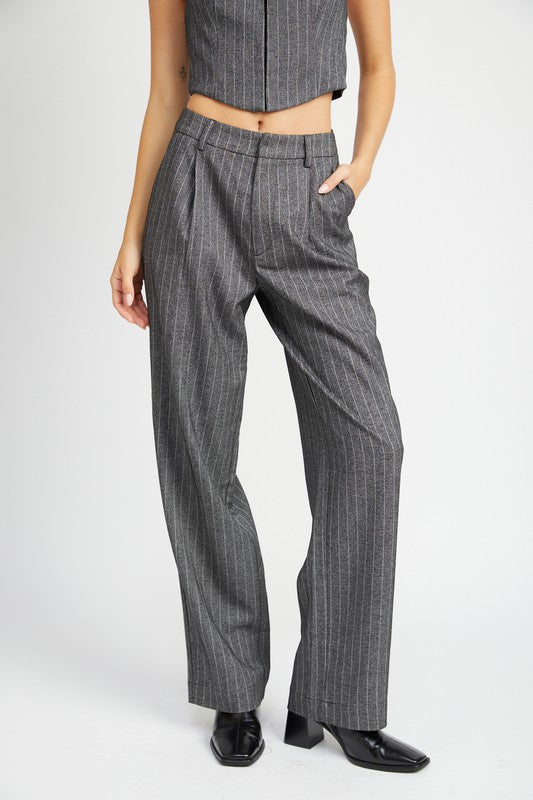 LOOSE FIT PINSTRIPE PANTS - Pikemla