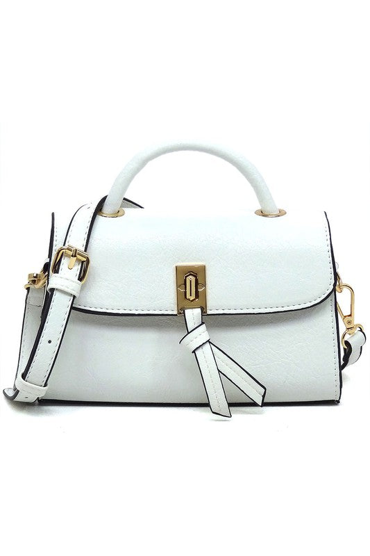 Twist Lock Flap Satchel Crossbody Bag