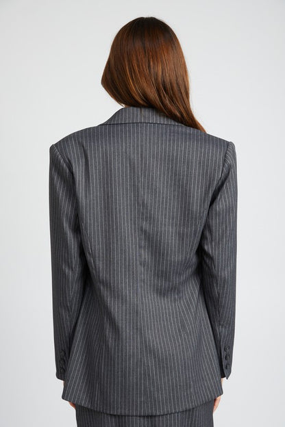 PIN STRIPED BLAZER JACKET - Pikemla