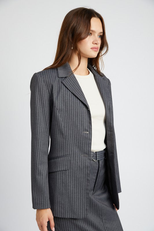 PIN STRIPED BLAZER JACKET - Pikemla