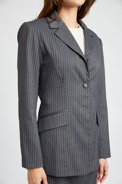 PIN STRIPED BLAZER JACKET - Pikemla