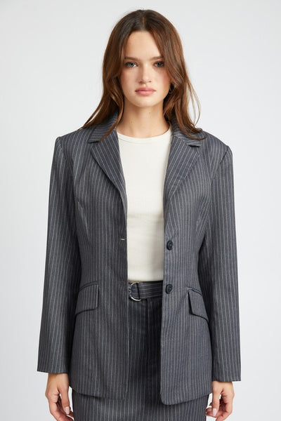 PIN STRIPED BLAZER JACKET - Pikemla