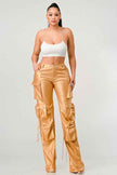 ATHINA FAMOUS PU LEATHER CARGO PANTS