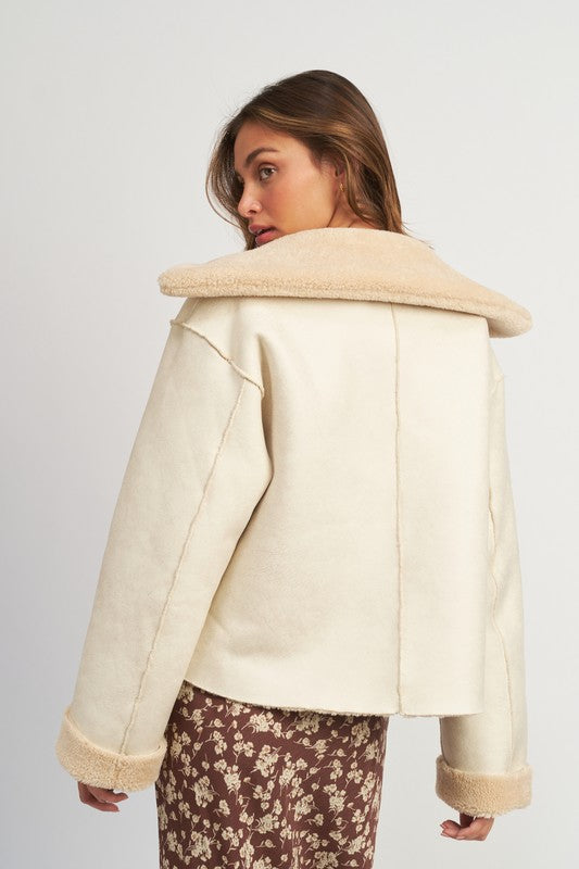 RIVERSIBLE FUR CROPPED JACKET - Pikemla