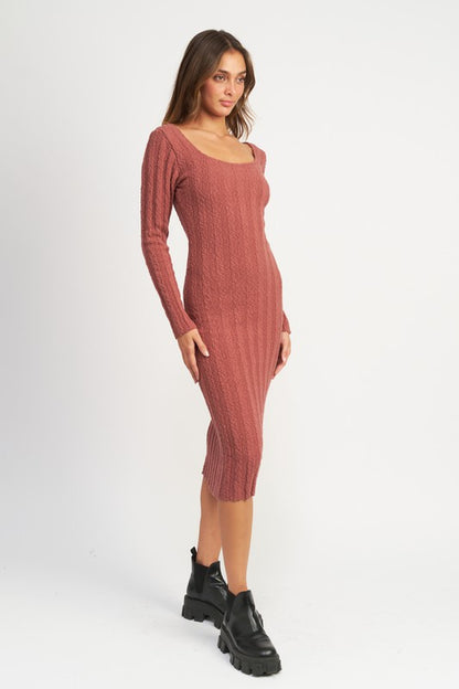 Alicia Ribbed Midi Dress - Pikemla