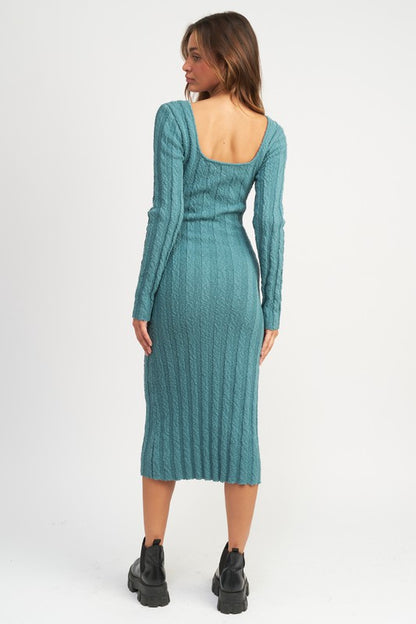 Alicia Ribbed Midi Dress - Pikemla