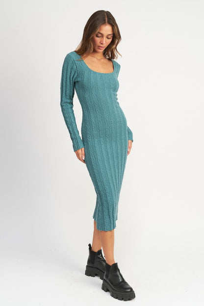 Alicia Ribbed Midi Dress - Pikemla