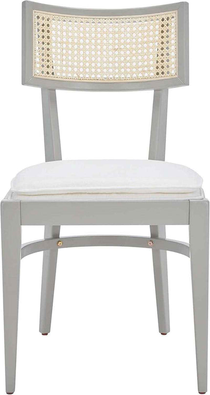 Coastal Grey Cane Seat Cushion Dining Chair For Kitchen