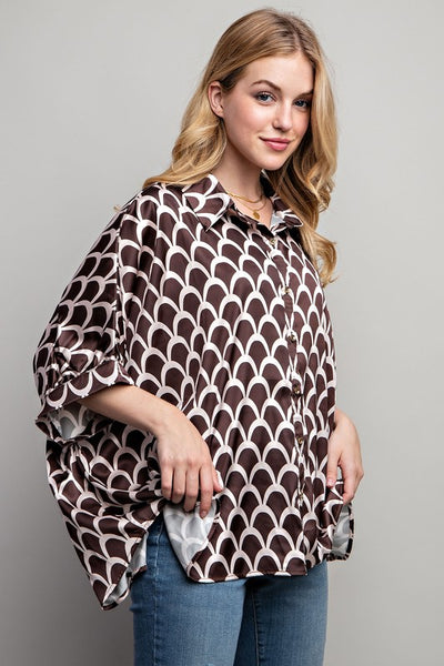 LIGHT SATIN PRINT BUTTON DOWN SHIRT - Pikemla