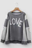 Floral LOVE Reverse Seam Patchwork Long Sleeve Swe
