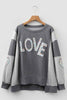 Floral LOVE Reverse Seam Patchwork Long Sleeve Swe