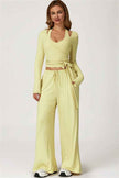 The Sprint Long Sleeve Crop Top Halter Tank Top Sweatpants 3-Piece Set