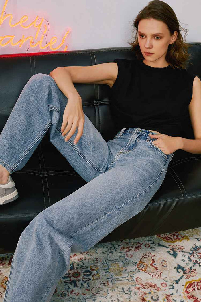 Angeles High Rise Baggy Jeans HJ103
