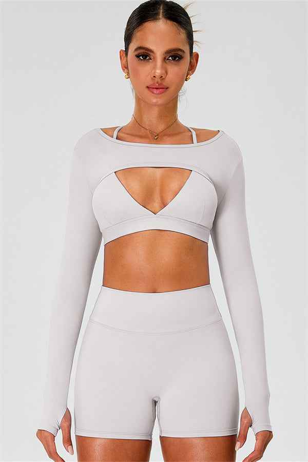 The Ember Sports Bra Crop Top Shorts 3-Piece Set