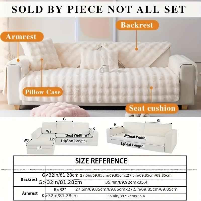 White Couch Slipcovers - Winter Warm Plush Soft Sofa Cover