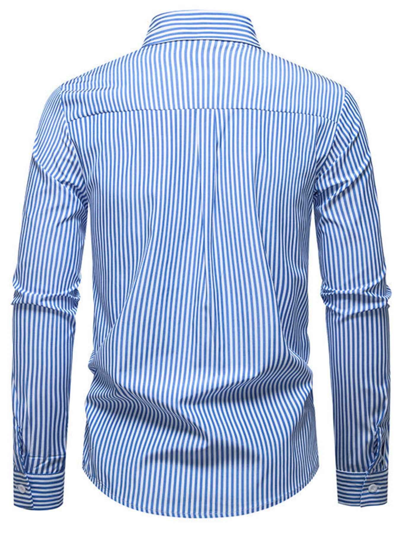 Men's Striped Woven Pattern Long Sleeve Shirt