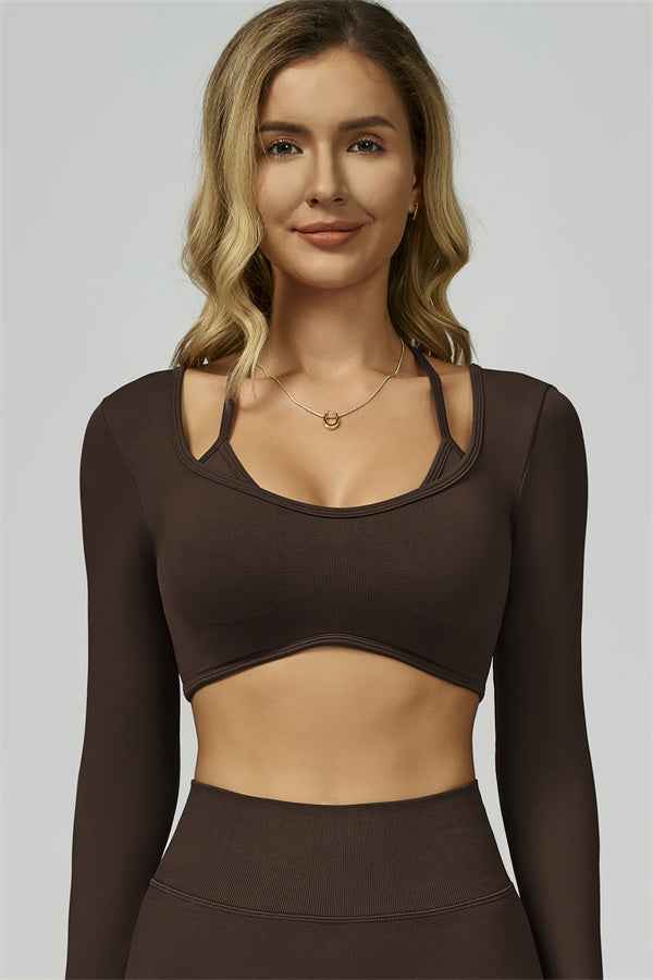 The Prime Long Sleeve Crop Top Shorts 2-Piece Set