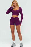 The Lushness Long Sleeve Crop top Shorts 2-Piece Set