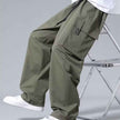 Large Loose Pockets Drawstring Boys Straight Cargo Pants