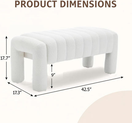 42.5 Inches Boucle Ottoman Bench Footrest Entryway