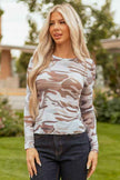 Western Camo Mesh Long Sleeve Top