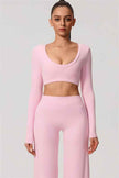The Nestle Long Sleeve Crop Top Straight Leg Pants 2-Piece Set