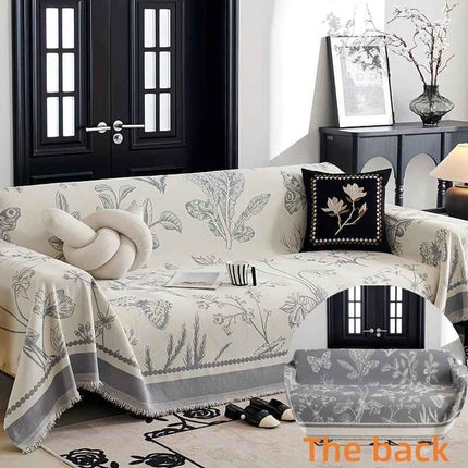 Soft & Cozy Chenille Reversible Sofa Cover - Black and White Couch