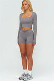 The Lushness Long Sleeve Crop top Shorts 2-Piece Set