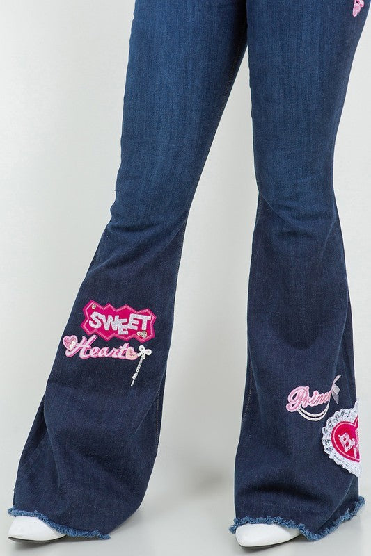 Sweet Heart Bell Bottom Jean- Inseam 32\" - Pikemla