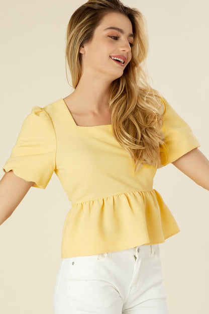 Bubbles sleeved blouse with peplum - Pikemla