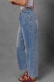 Ashleigh Blue Washed Pleated Detail Wide Leg Jeans - Pikemla