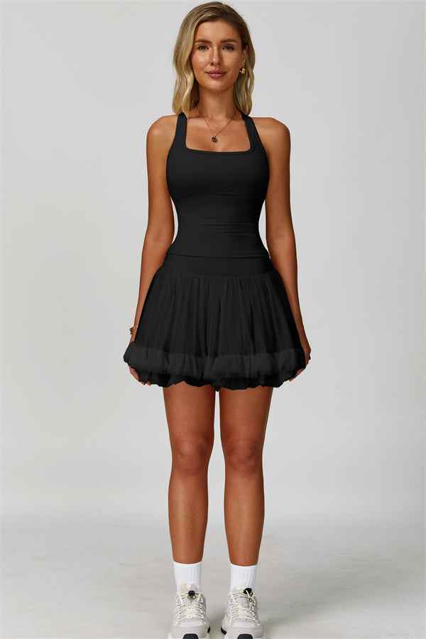The Dynamic Crop Top Mesh Tennis Skirt 2-Piece Set