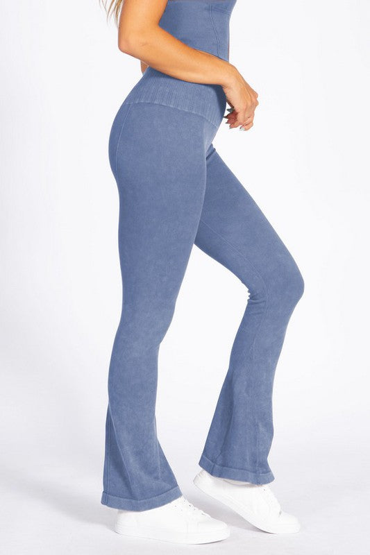 Women's Stone Washed Ribbed Yoga Pants - Pikemla