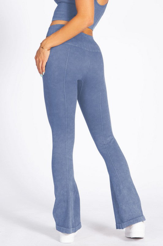 Women's Stone Washed Ribbed Yoga Pants - Pikemla