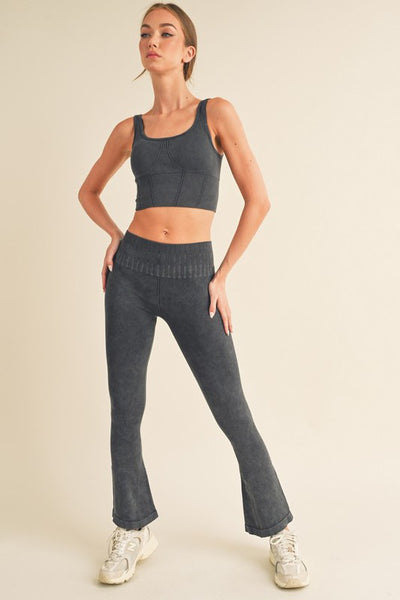 Women's Stone Washed Ribbed Yoga Pants - Pikemla