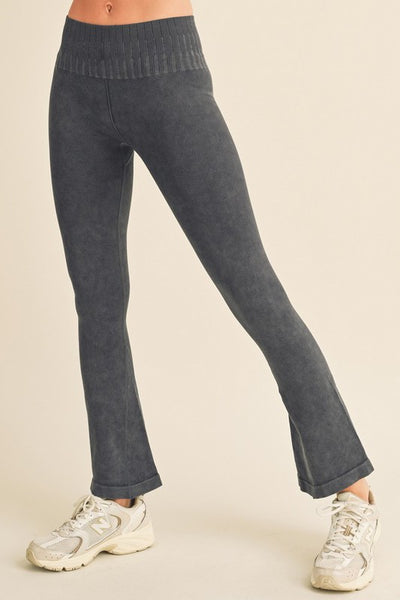 Women's Stone Washed Ribbed Yoga Pants - Pikemla