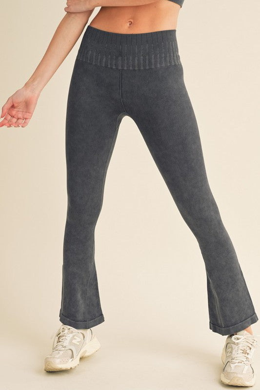 Women's Stone Washed Ribbed Yoga Pants - Pikemla