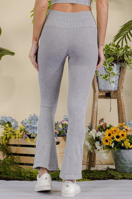 Women's Stone Washed Ribbed Yoga Pants - Pikemla