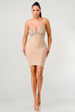 Strapless Embellished Bandage Dress - Pikemla