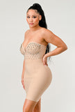 Strapless Embellished Bandage Dress - Pikemla
