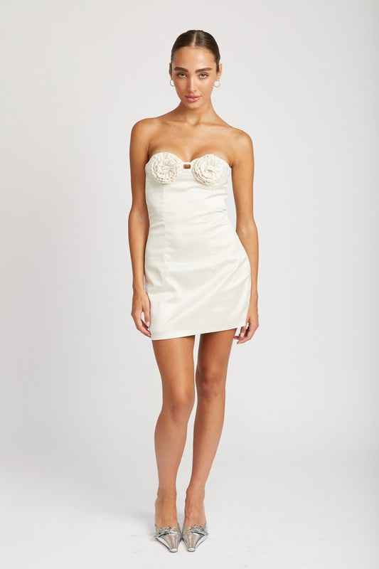 Floral Appliqué Mini Dress - Pikemla