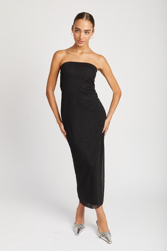 GLITTER MAXI TUBE DRESS - Pikemla